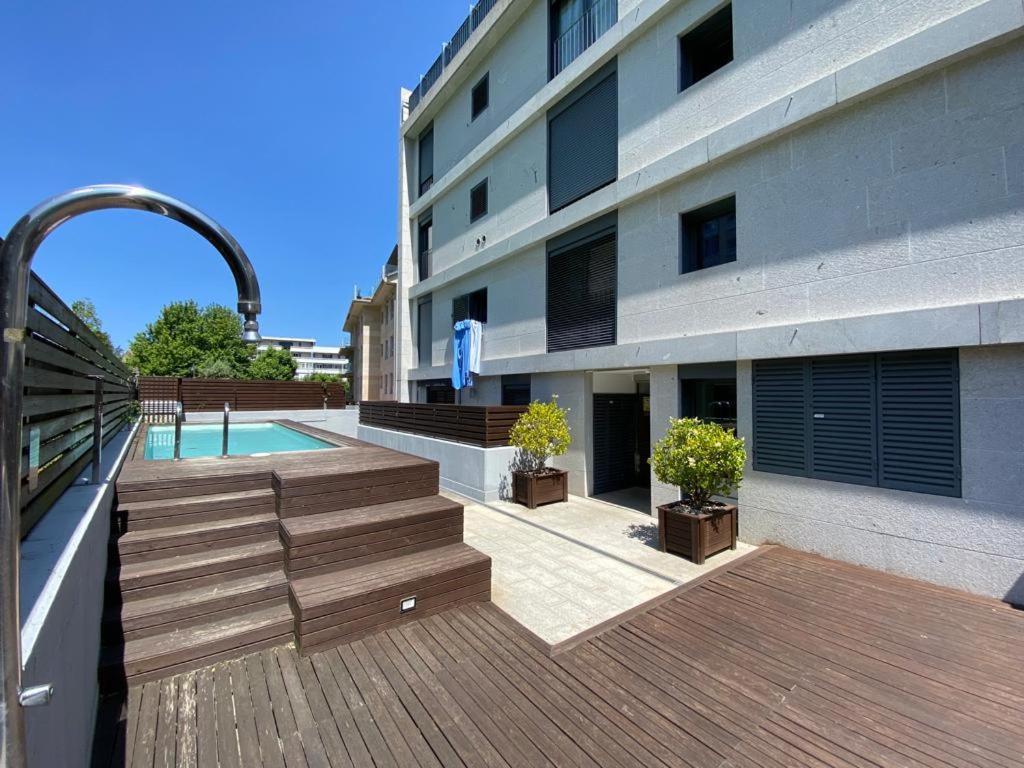 Ferienwohnung Baiona, Playa Santa Marta, Piscina Exterior foto